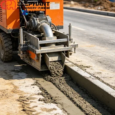 Fully Automatic Curb Slipform Machine Dry Mix Concrete Compatible 5-10m/min Paving for Road Edge Construction