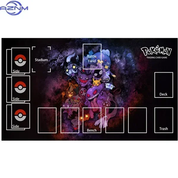 Ghost Type Pokemon Group TCG Playmat PTCG Trading Card Game Battle Table Mouse Pad With Zones