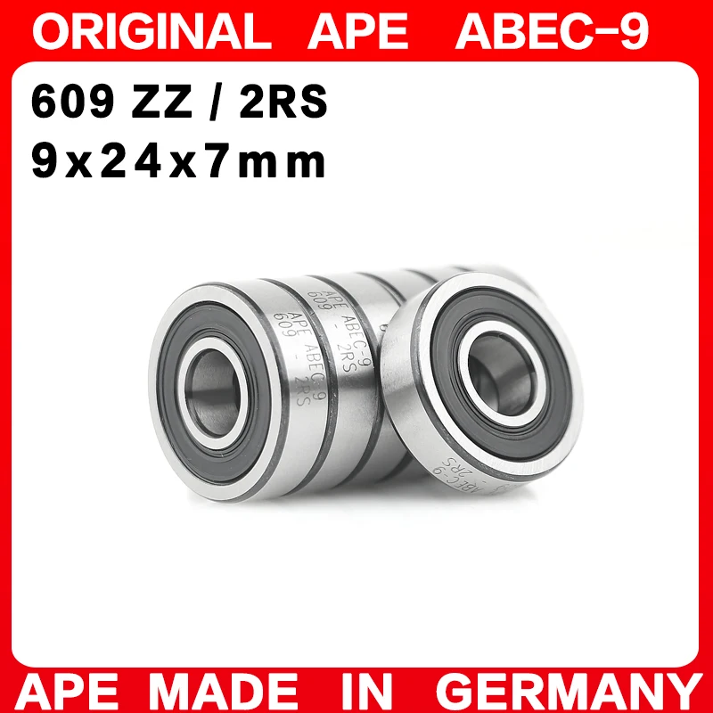 10-100PCS Germany ABEC-9 Bearing 609 ZZ 2RS 9*24*7 mm 609-2RS 609ZZ Z  RS LB LU - 2Z Miniature Precision Ball Bearings