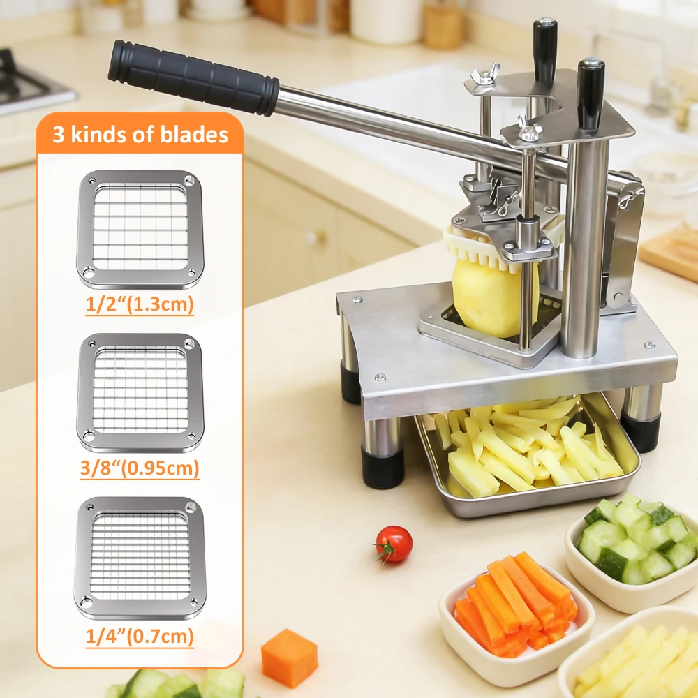 Custom Easy Clean Easy To Use Household French Fry Cutter 304 Stainless Steel Blade Washable Manual Potato Slicer Kitchen Gadget