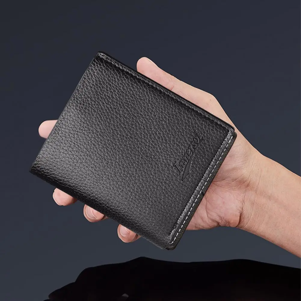 Soft Touch Men Wallet Large Capacity Business Style Men's Faux Leather Wallet with Zipper Closure Multiple Card Slots Id Holder