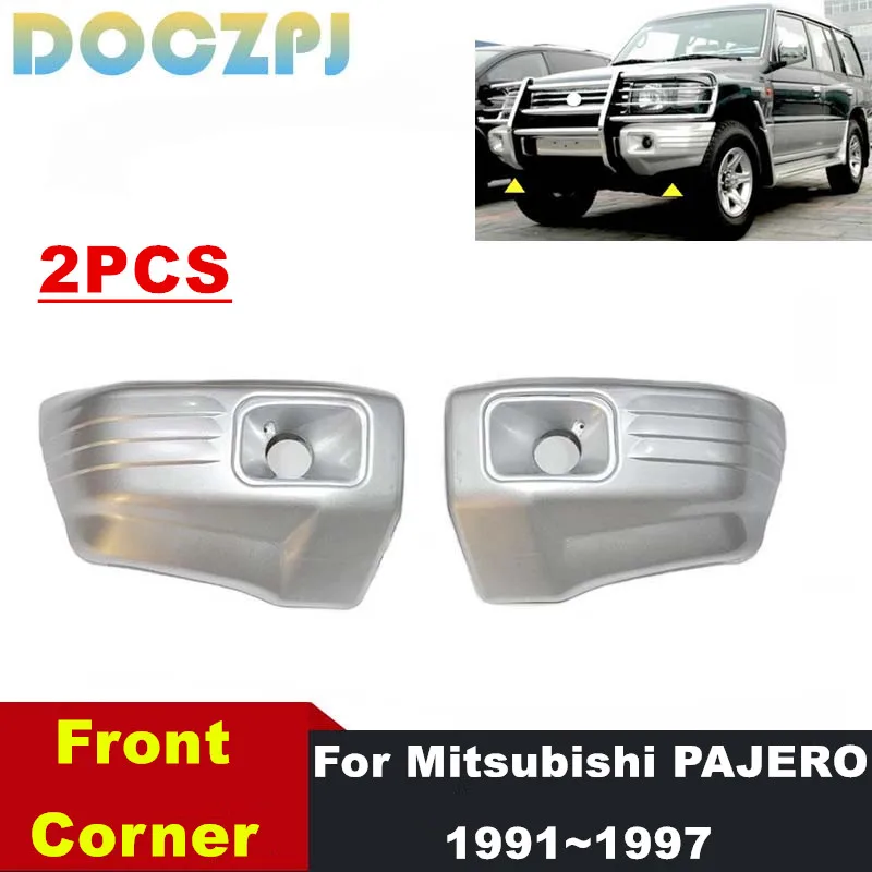 

2 шт. комплект переднего углового бампера автомобиля для Mitsubishi Pajero Montero MK2 V33 1991-1997, угловая крышка с отверстием