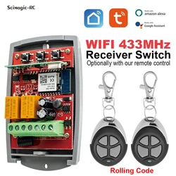 Récepteur de porte de garage intelligent Tuya WiFi, interrupteur de télécommande universel, 433MHz, code roulant RF,7-250V, contrôleur d'ouvre-porte, Alexa