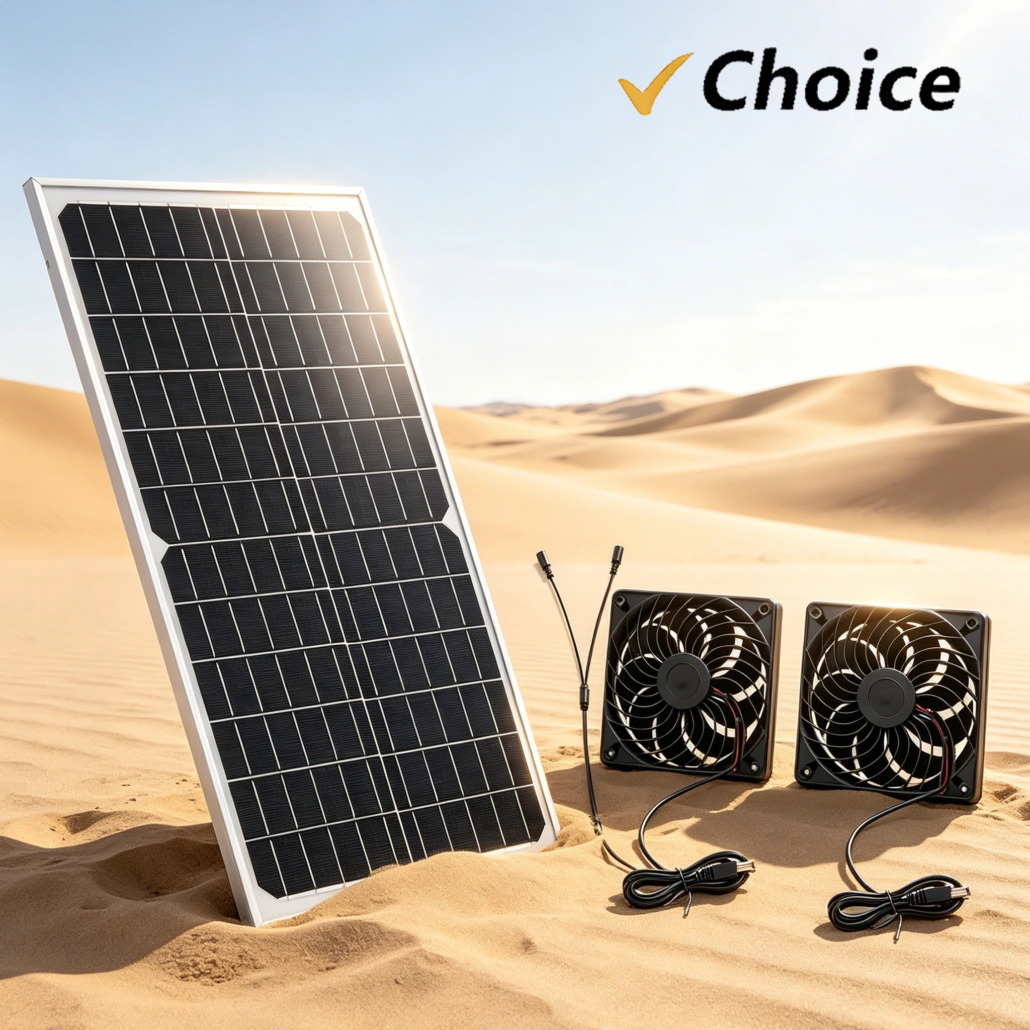 Solar Exhaust Fan Kit with 16W Solar Panel 2 High Speed Brushless DC Fan Solar Powered Vent Fan For Greenhouse Chicken Coop