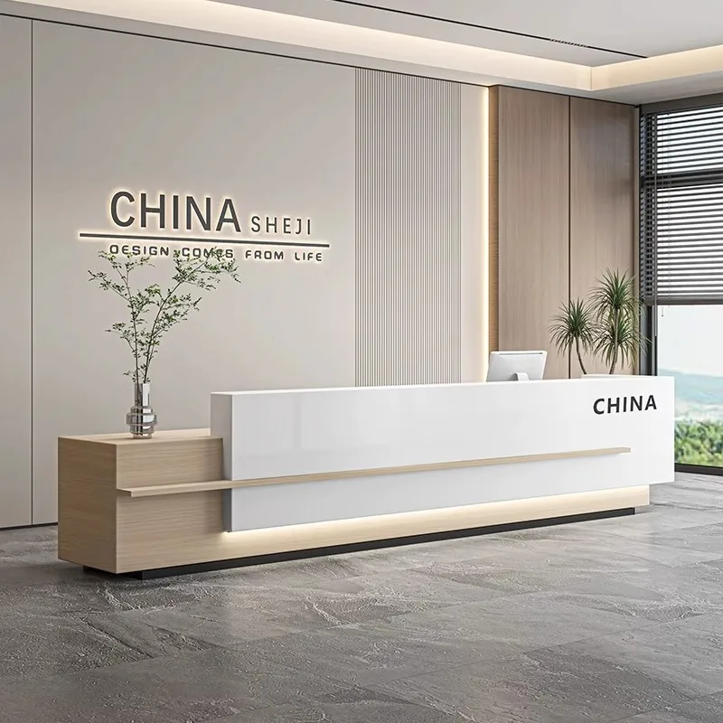 

Deep Storage Front Desk Reception Counter Luxury Modern L Shaped Reception Desks Beauty Salon Mostrador Recepcion Furniture