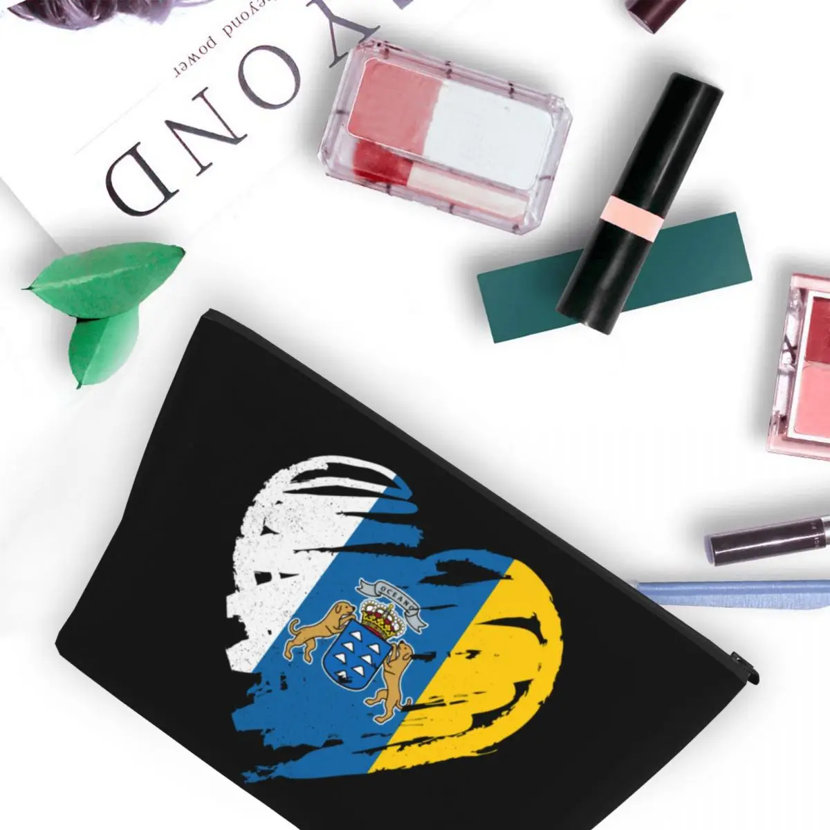 السفر أنا أحب جزر الكناري العلم حقيبة أدوات الزينة المحمولة علم اسبانيا التجميل ماكياج المنظم الجمال تخزين صندوق أدوات Dopp