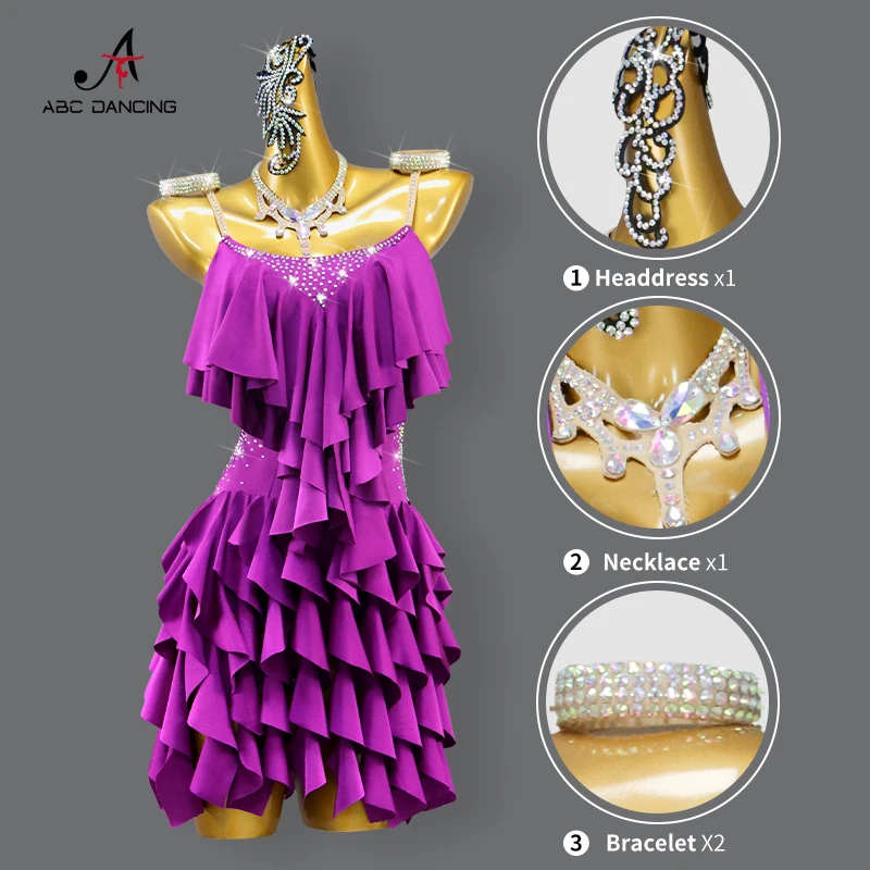 Women's Latin Dance Dress Girls Sexy Skirt Stage Dancewear Prom Party Costume Urban Line Competition Practice Clothes Customized