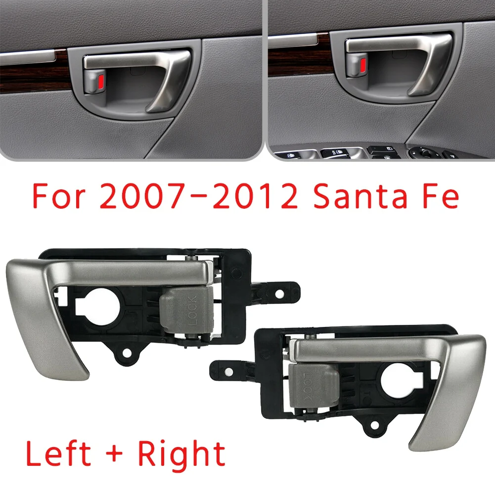 Left +Right Side Interior Inner Door Handle for 2007-2012 Hyundai Santa Fe with Gray Knob 82610-2B010