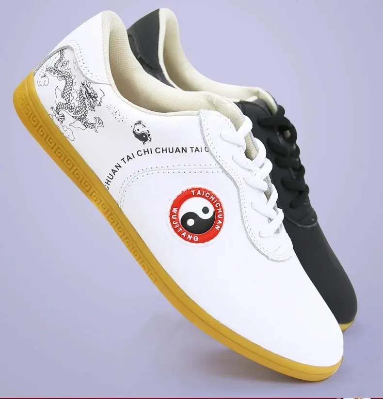 Genuine Leather Kung Fu Tai Chi Shoes Martial Art Shoes Sneakers Soft Cowhide Wear Resistant Free Flexible Sole Men Women 2022