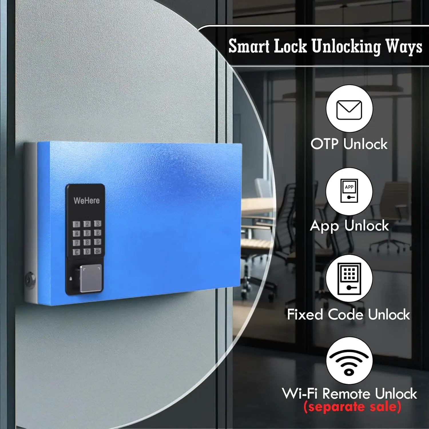 WeHere Remote authorization unlocking Smart Lock Box, 24 Keys Storage Cabinet Wall Mount,OTP/APP Bluetooth/WiFi/Code/Key Unlock
