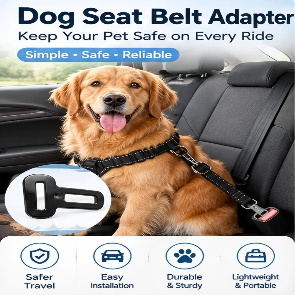 Dog Seat Belt Adapter Metal Car Safety Clip for Pet Leash Secure Travel Restraint for Dogs  Car SUV Truck Road Trips
