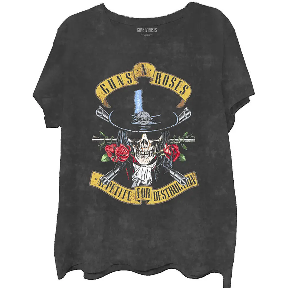 

Men's Guns N Roses Appetite Washed (Dip-Dye/Mineral Wash) Tie Dye T-shirt Large