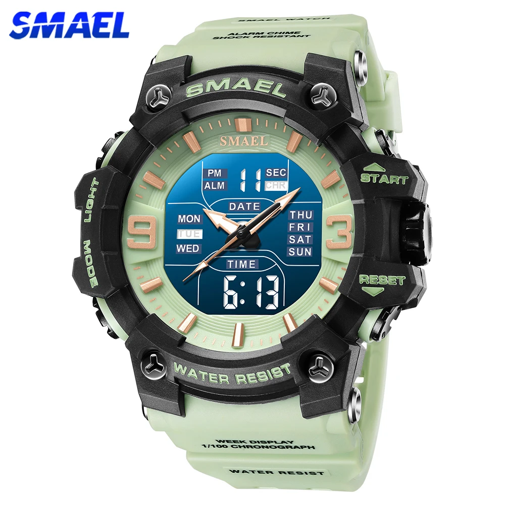 

SAMEL Sport Style Men Digital Watch Shock Military Watches Dual Display Waterproof Army Time Quartz Wristwatch Male Sports Clock