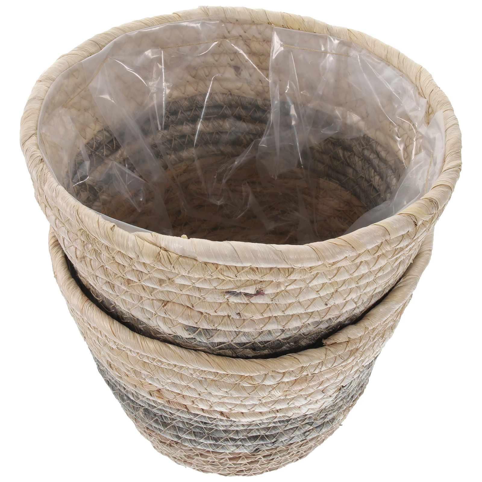 

2pcs Woven Flowerpots Straw Baskets Decorative Storage Flower Holders Large Space Natural Touch Exquisite Craftsmanship