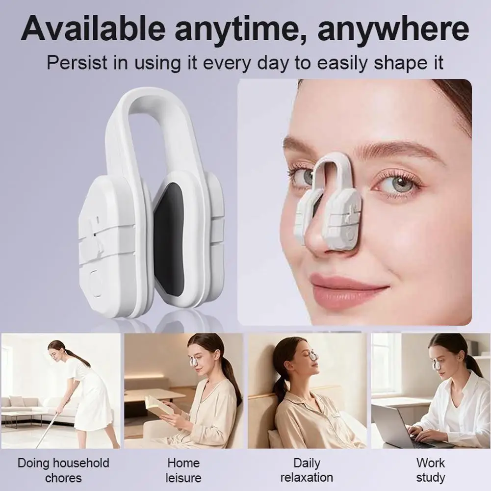 Microcurrent EMS Pulse Nose Sculpting Massager Silicone Comfort‑Fit Nose Shaper Clip Portable Vibration High‑Bridge Lifting