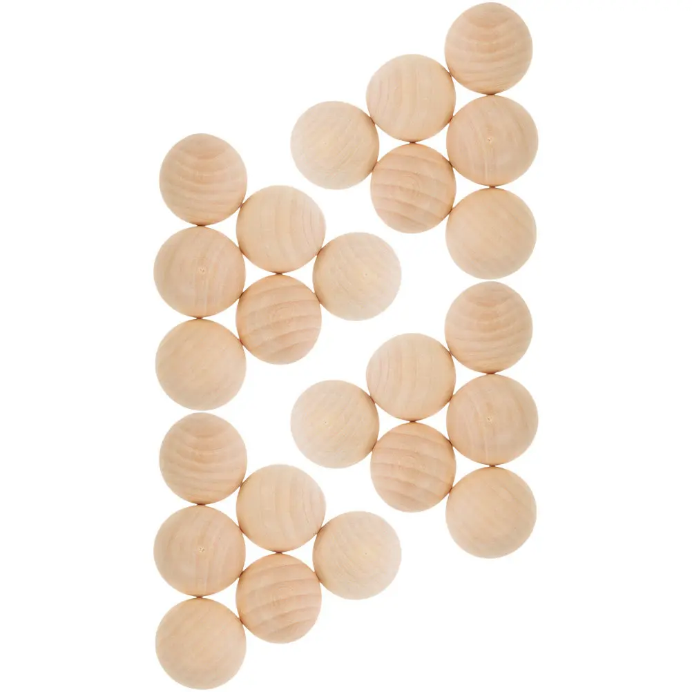 24Pcs Wooden Half Beads Unfinished Smooth Surface DIY Crafts Supplies Bulk Wood Balls for Painting Jewelry Making Farmhouse