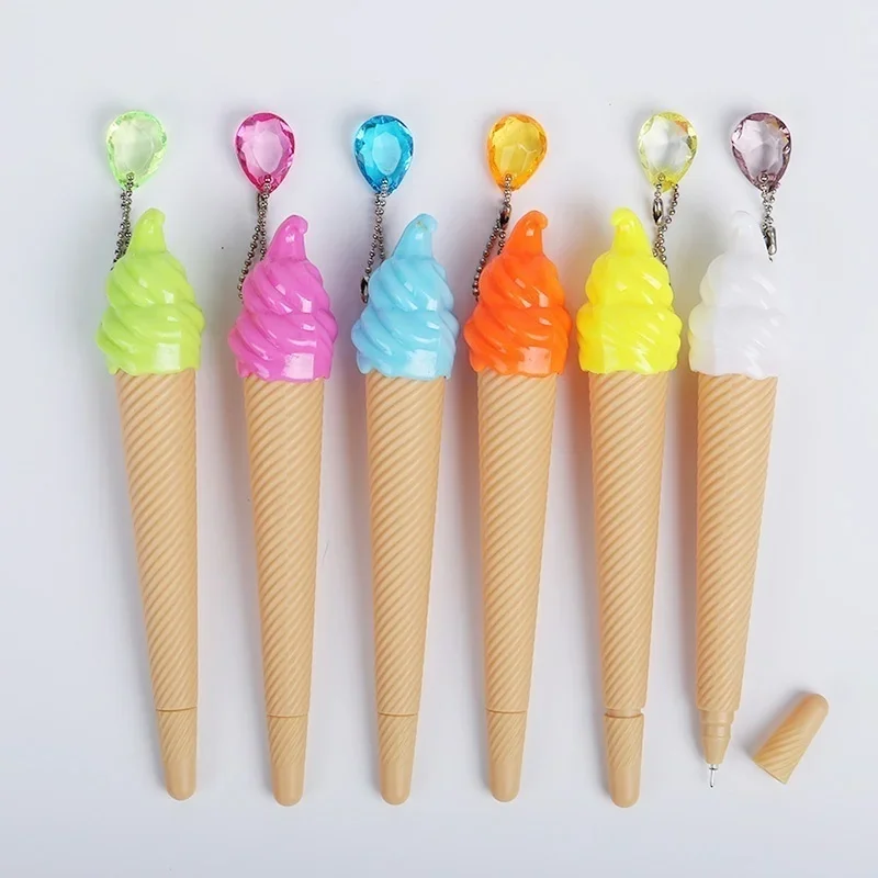 6 Pack Ice Cream Pen Cartoon Writing Cute Neutral Pen Childrens Day Gift 0.38 Mm Neutral Pen School Supplies Office Supplies