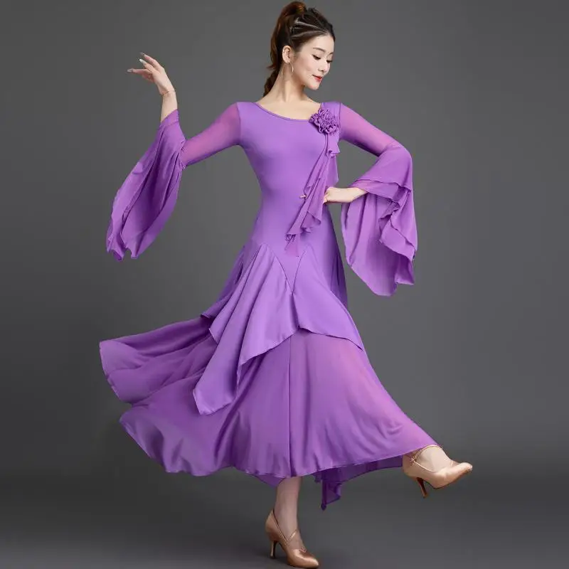 

2026 Modern Dance Dress Women's Adult New Waltz Gb Inter-dance Practice Dress Irregular Dress 7238