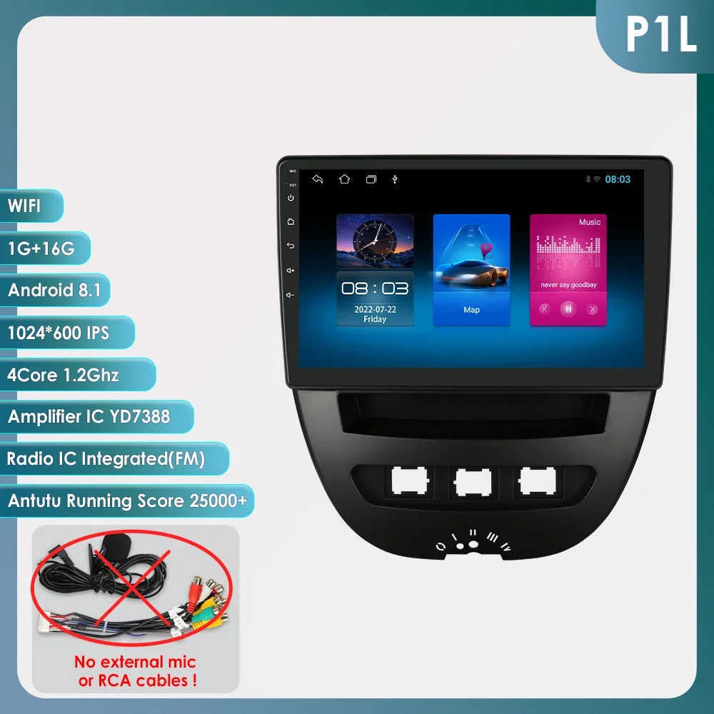 2 Din Android Auto Radio Voor Peugeot 107 Toyota Aygo Citroen C1 2005 - 2014 Draadloze Carplay Android Auto 4G Rds 7862 Geen Dvd