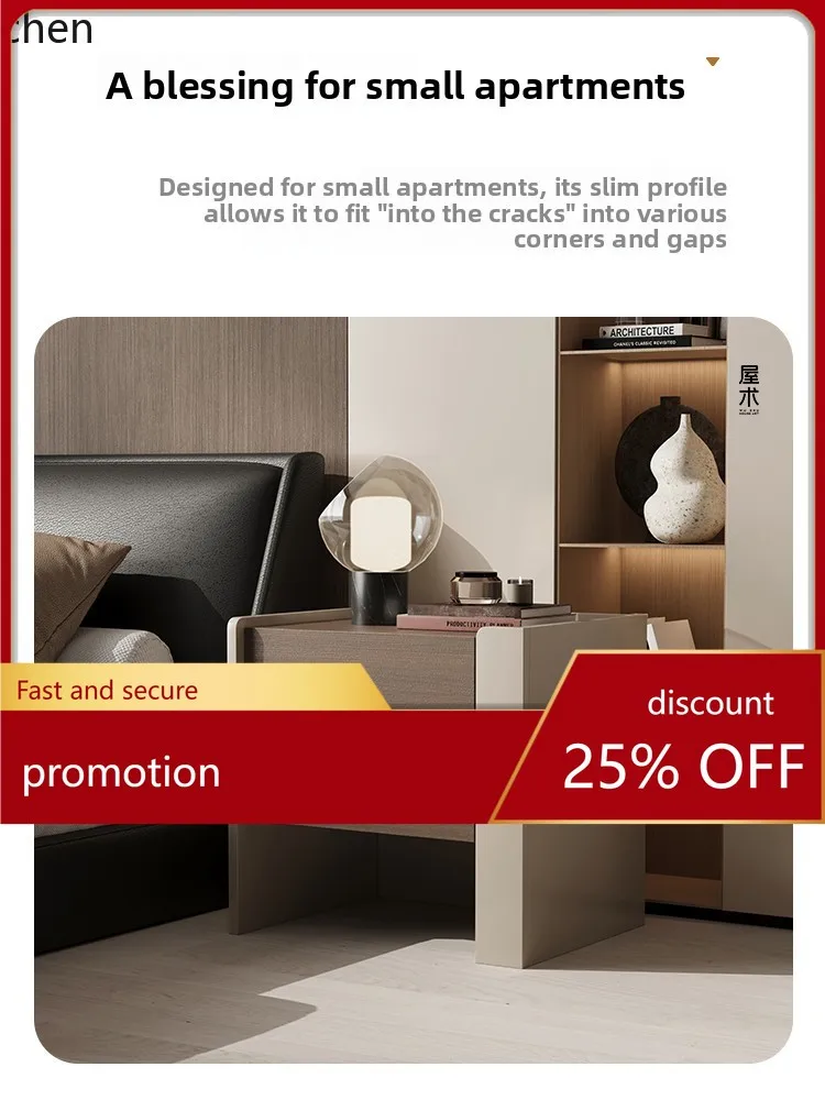 

ZML Solid Wood Bedside Table Minimalist Bedside Cabinet Modern Simple Bedroom Small Storage Organizer Cabinet