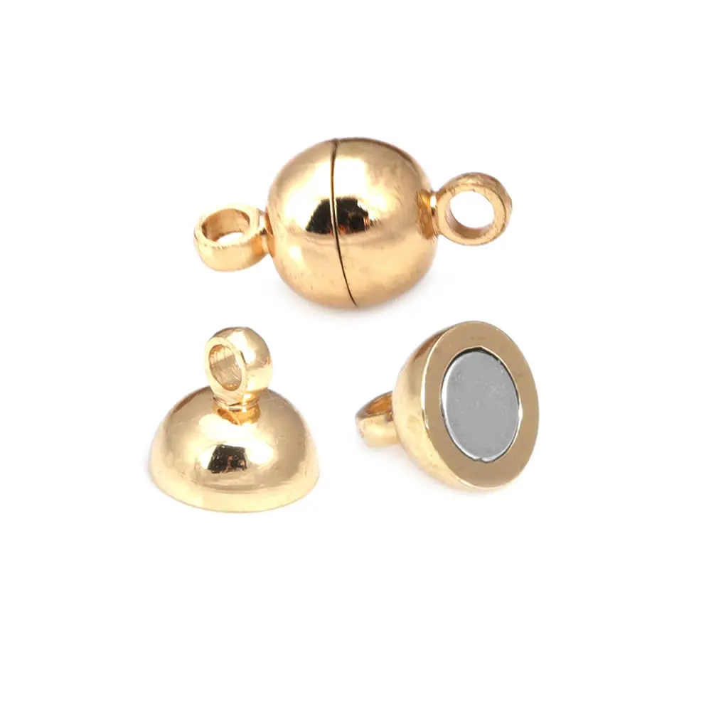 18K Gold Color Brass Round Cylinder Heart Magnetic Necklace Bracelets Connect Clasps Diy Jewelry Making Findings Accessories