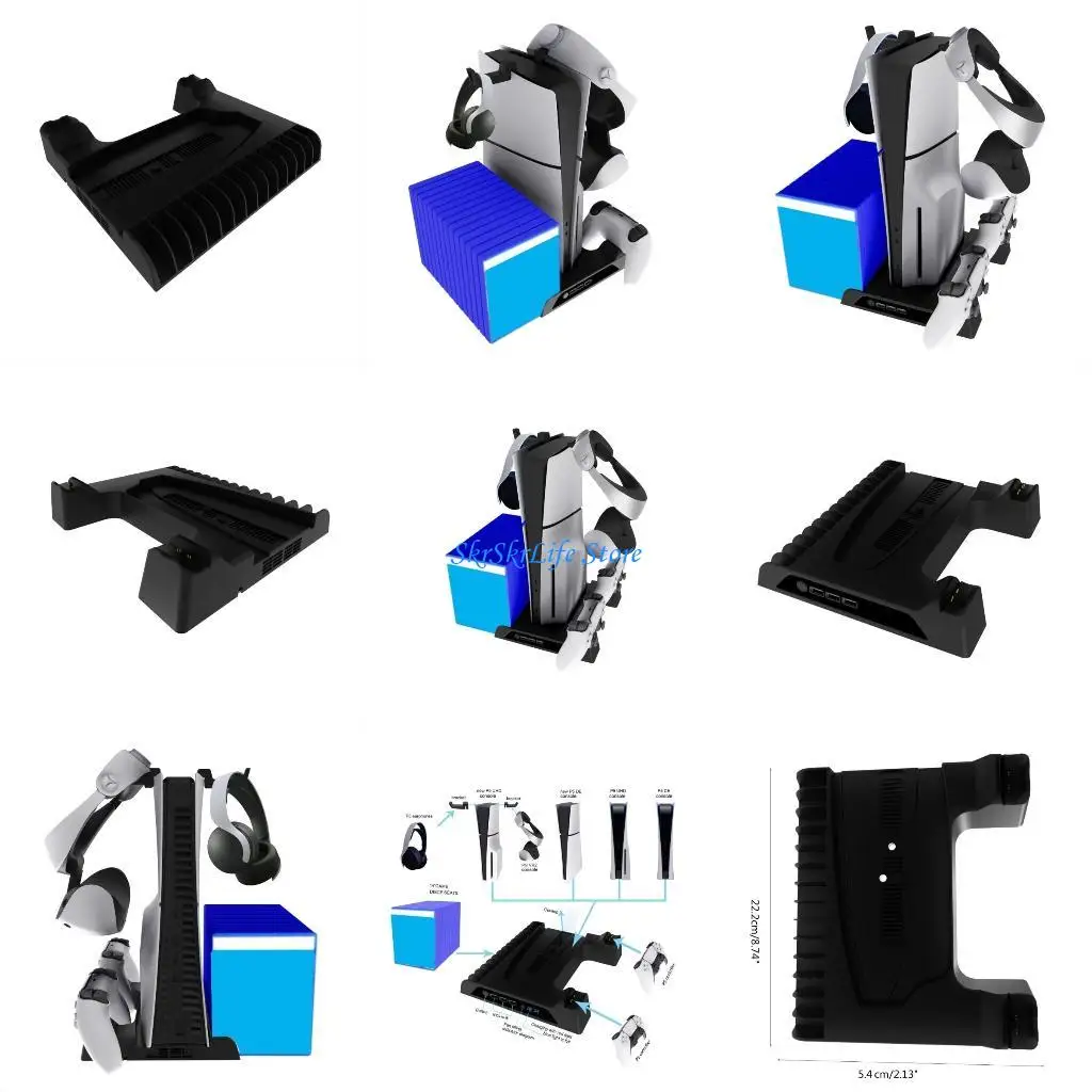 

E65E Host Stand Game Console Heatsink Base for PS 5 Controller Charging Station
