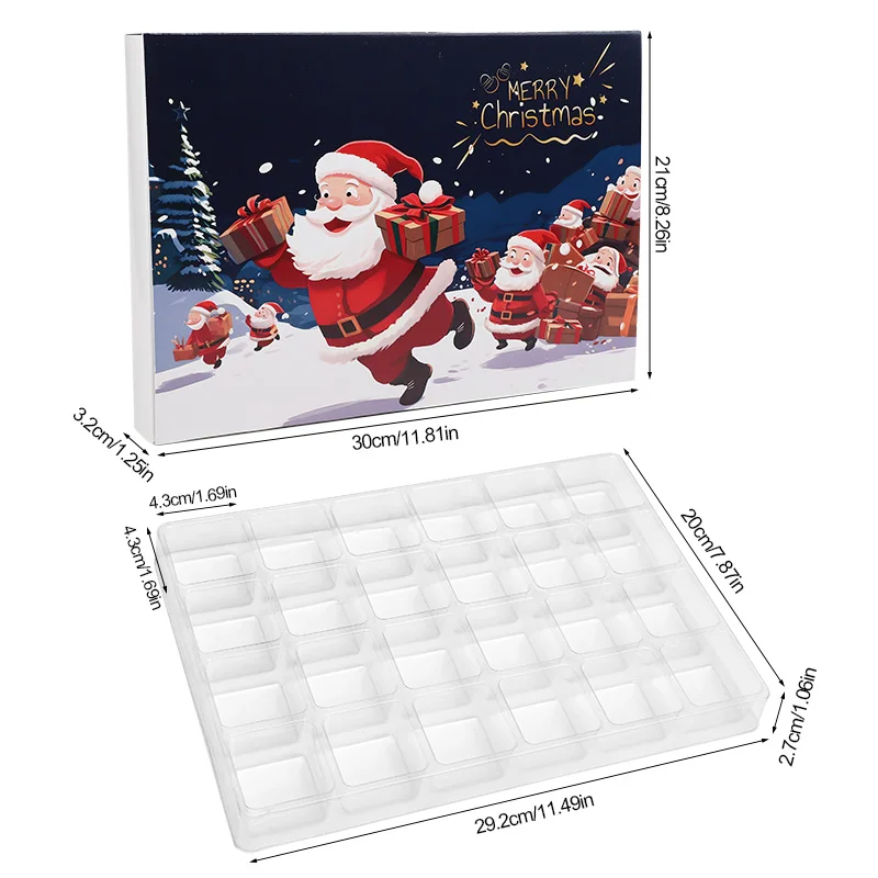 2025 Christmas Advent Calendar Empty Box 24 Days Countdown Fillable Gift Box Christmas New Year Party Kids Surprise DIY Gift