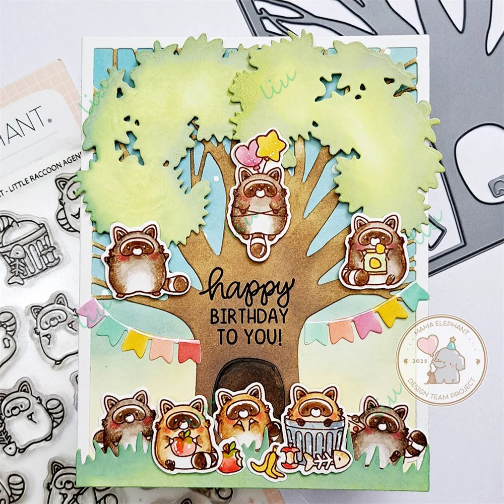 2025 مارس جديد ليتل الراكون حدود مستطيلة من شجرة كبيرة قطع المعادن القاطع يموت Stamps DIY بها بنفسك المنتجات اليدوية الديكور