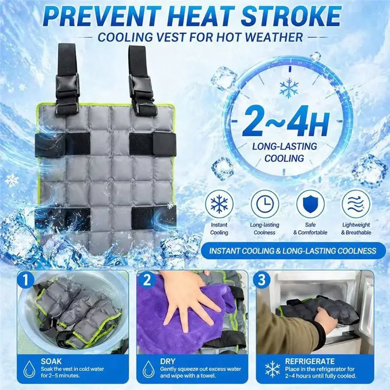 Ridgeloop Water Absorbing Cooling Vest Ice Pack Heat Relief Vest For Outdoor Work Cycling Summer Heatstroke Prevention