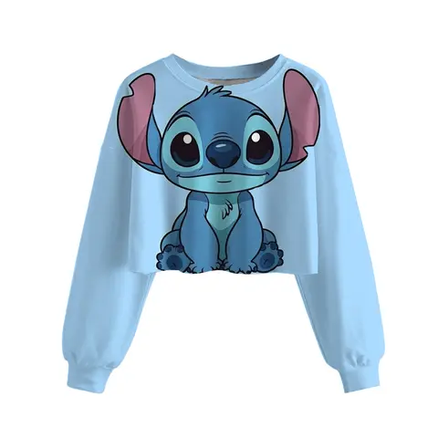Herfst kindermeisjeskleding baby sweatshirt Disney Stitch print cartoon geborduurde meisjeshoodie Zoete crop pullover top