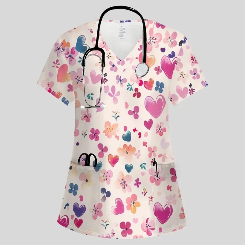 Women's short-sleeved medical workwearVComfortable Collar Scrub Shirt for Dental Clinics, Pet Hospitals, and Clinical Uniforms