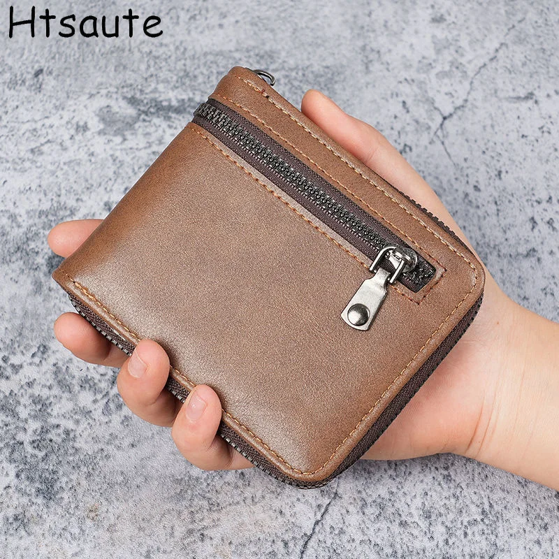 

ID holder Men's Short Wallet Male Zipper Wallet Multi-function Fashion Simple Fresh Large-capacity PU Leather Coin Purse Clutch