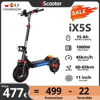 iScooter iX5S Electric Scooter Rear Drive Off-Road 11 Inch Tire 1000W 48V Range 65km Max Speed 45km/h Foldable Electric eScooter