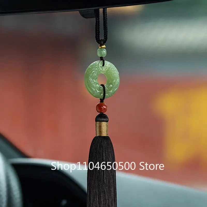 

Hetian Jade Pixiu Car Pendant Car Pendant Safety Buckle Rearview Mirror