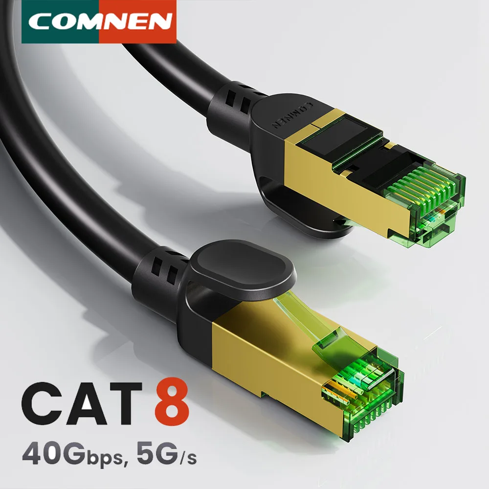 

COMNEN Cat8 40 Гбит/с Ethernet-кабель Новый 1 м 10 м 20 м 30 м 2000 МГц высокоскоростная Интернет-кабель с двойным экраном для PS5 ПК-маршрутизатор