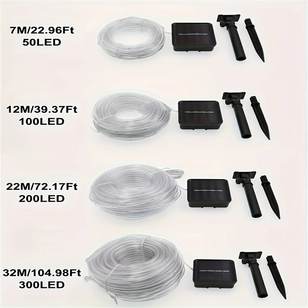 

Светодиодные трубчатые фонари на солнечной энергии, многоцветные гирлянды «сделай сам», гирлянды для сада, двора, вечеринки, свадьбы, рождественского украшения