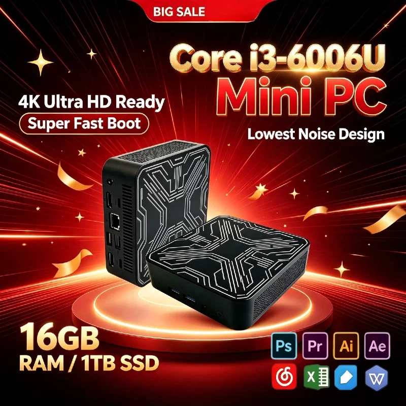 Ssd 1Tb - Mini PC Intel Core i3 6006U