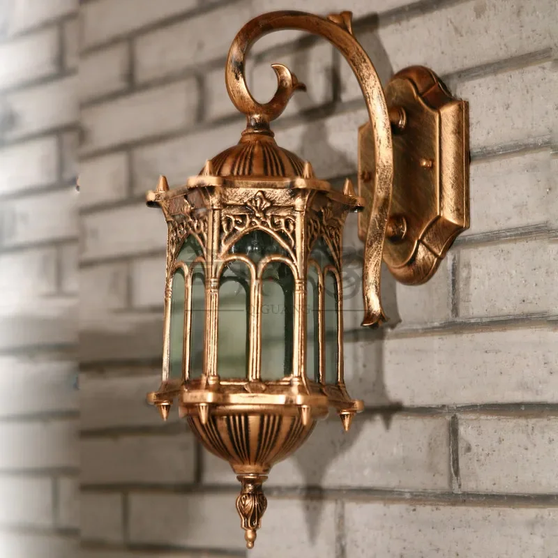 

American retro LED outdoor wall lamp courtyard living room corridor waterproof creative copper wall lamp free shipping