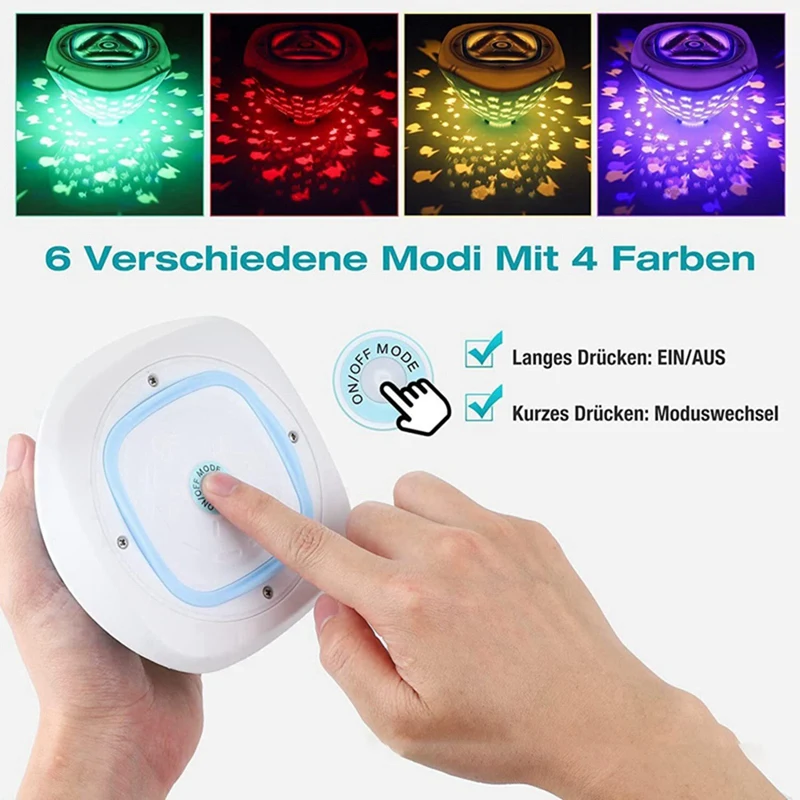 Lampu disko bawah air motif ikan lampu proyektor air mancur lampu warna dioperasikan baterai untuk lampu Pesta Kolam disko