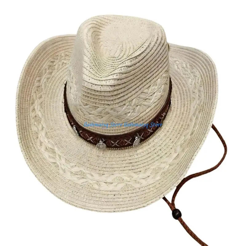 573B Handwoven Sun Hat Breathable Paper Fiber Wide Brims Straw Hat For Beach Vacation