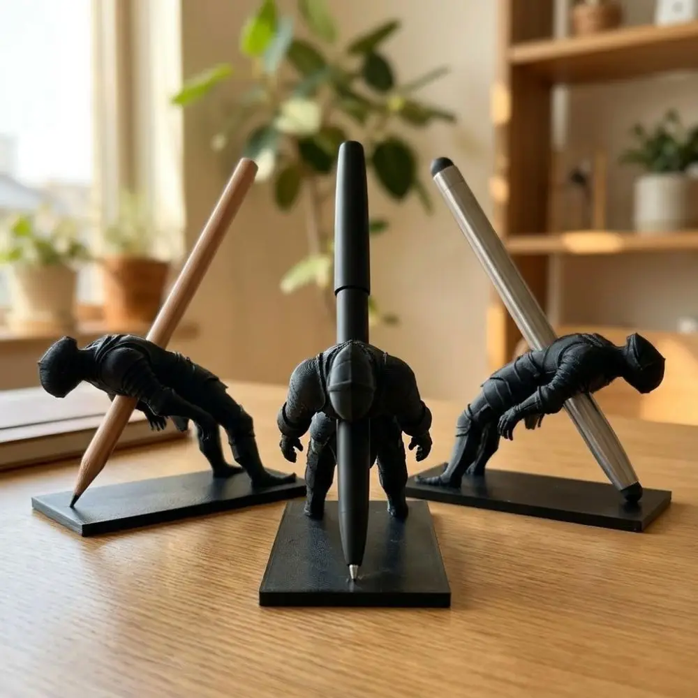 3D Printed Knight Pen Holder Unique Decorations Warrior Desk Organizer Plastic Pencils Holder Stationery Display