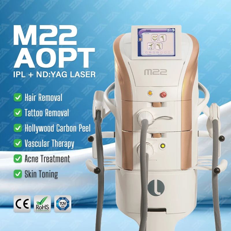 M22 IPL SHR Nd YAG Laser 2 in 1 Hair Removal Machine PMU Tattoo Pigment Correct Skin Rejuvenation Professional Beauty Equipment