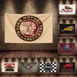 Bandera india de motocicleta de poliéster impresa, banderas de motocicletas para decoración de garaje, 3x5 pies