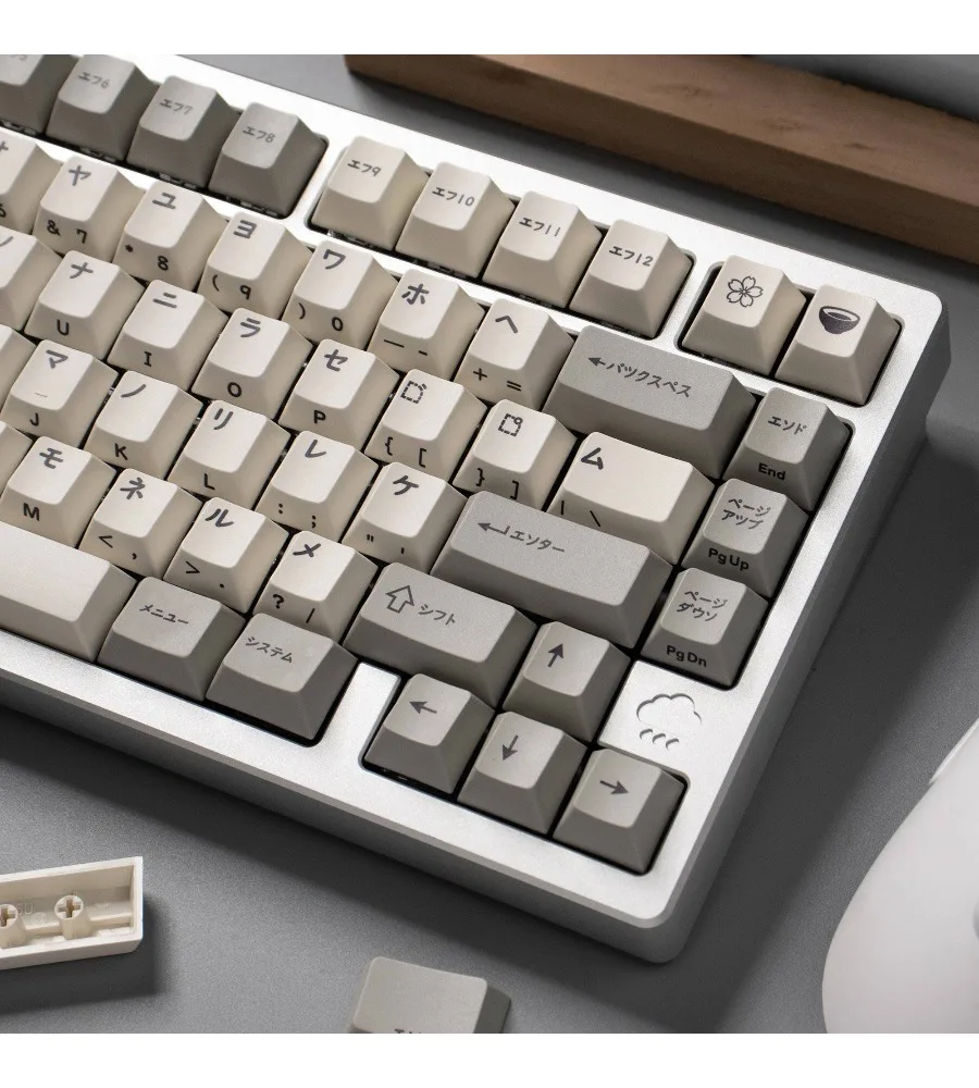 

Retro Japanese Katakana Side Engraved Keycap Thickened PBT Sublimation Original Factory Adapted Wooting