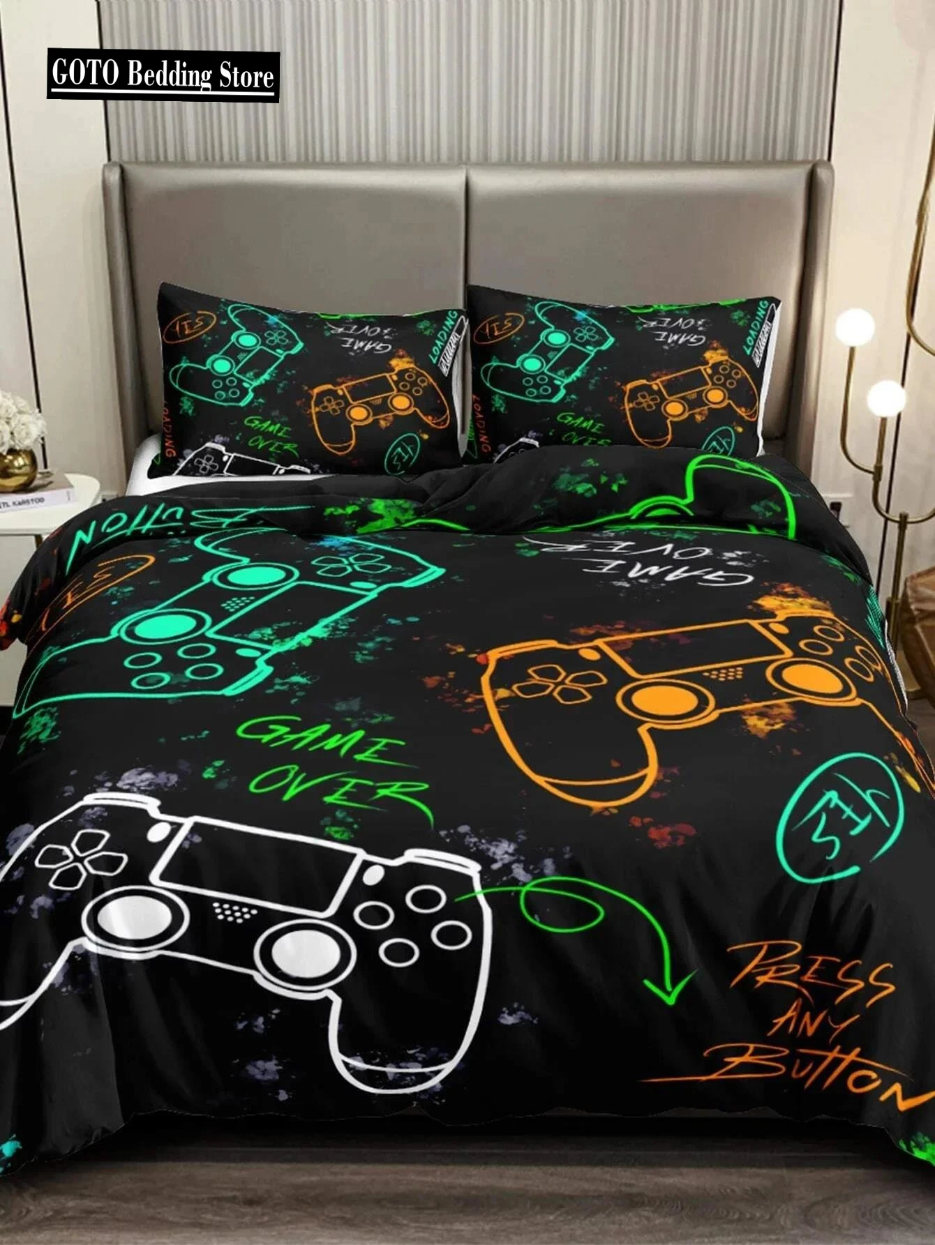 

3D Bedding Sets for Boys Gaming Duvet Cover Set Queen Video Games Comforter Cover,Playstation Designs Bed Set for Teen Boys