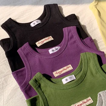Kids' Cotton Sleeveless T-Shirt | Casual Summer Vest Top 4 Fashion Children T-shirt For Girls Boys Cotton Vest Tops Kids Summer Clothes Sleeveless T-shirt 4
