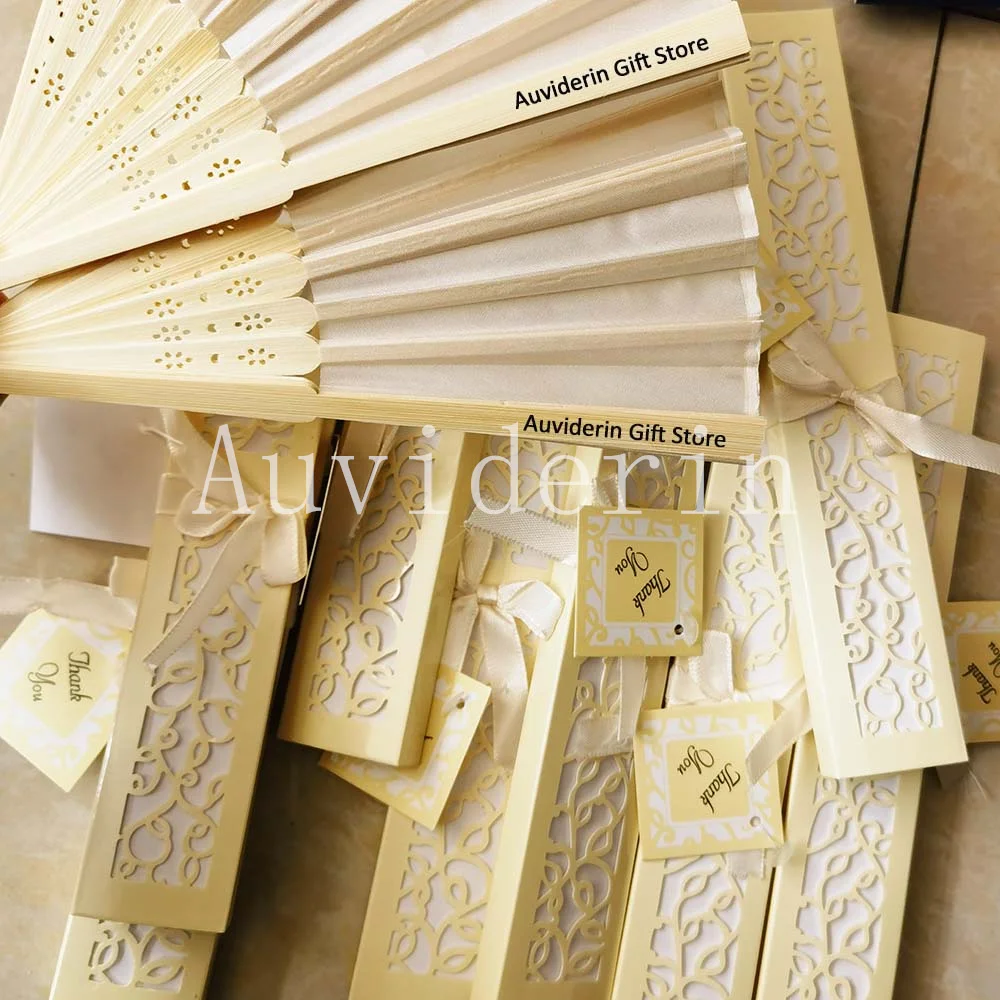 100/80/50Pcs Personalized Bamboo Hand Fan with Gift Box For Wedding Party Customs Birthday Party Gift Folding Fans - Image 3