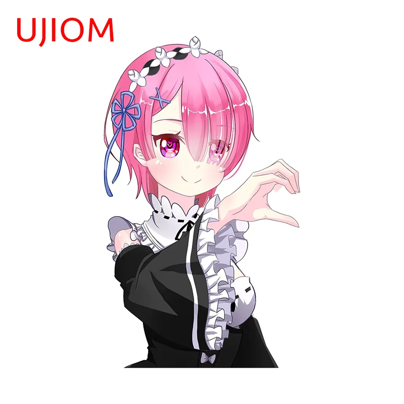 UJIOM Rem Ram Lovely Anime Girl Wall Sticker Heart Hand Gesture Delicate Edgy High Quality Decal Unique Bedroom Bathroom Decor