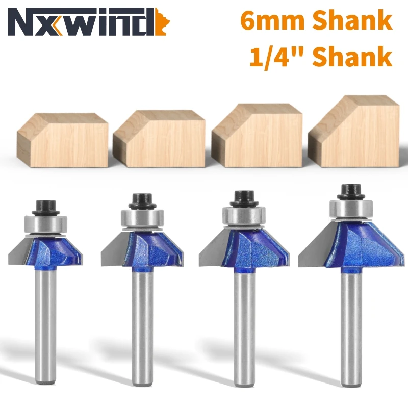 NXWIND 6MM 6.35MM Shank Chamfer Router Bit Router Bit Woodworking Milling Cutter For Wood Bit Face Mill