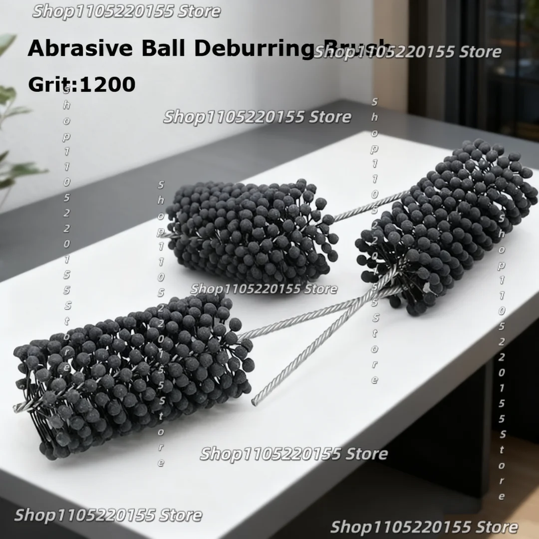 1 Pcs Grit1200 Abrasive Ball Deburring Brush Grinding Head Pipe Polishing Brush Silicon Carbide Ball Cylinder Tube Honing Brush